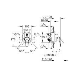 Grohe BauEdge Ankastre Banyo Duş Bataryası 29039000 - 2