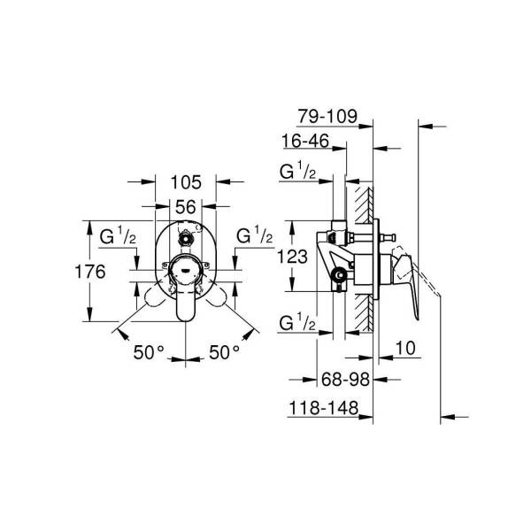 Grohe BauEdge Ankastre Banyo Duş Bataryası 29039000 - 2