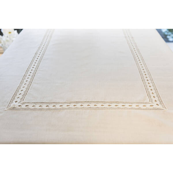 Gül Güler Dantelli Masa Örtüsü Su Dalgası 160x260 Beyaz - 3
