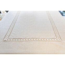Gül Güler Dantelli Masa Örtüsü Su Dalgası 180x280 Beyaz - 3
