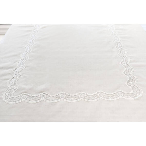 Gül Güler Dantelli Masa Örtüsü Tomurcuk 160x260 Kemik - 3