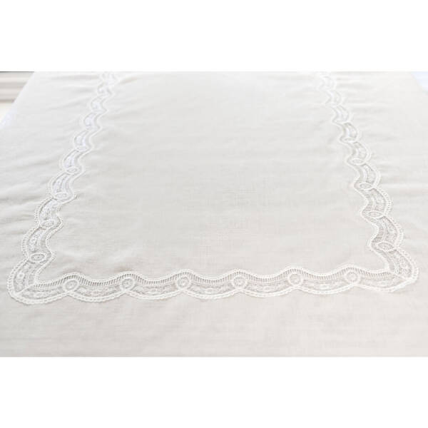 Gül Güler Dantelli Masa Örtüsü Tomurcuk 180x280 Kemik - 3