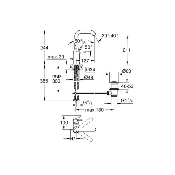 Grohe Essence New Lavabo Bataryası L- Boyut 32628GL1 - 2