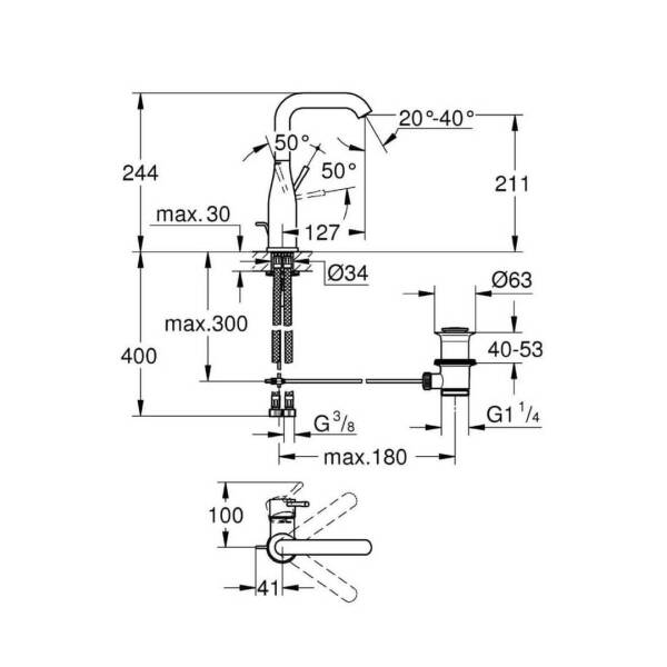 Grohe Essence New Lavabo Bataryası L- Boyut 32628001 - 2