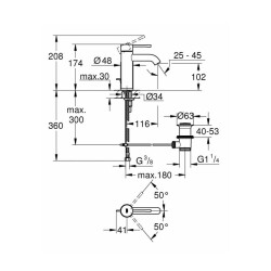 Grohe Essence New Tek Kumandalı Lavabo Bataryası S- Boyut 23589DA1 - 2