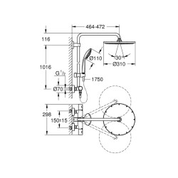 Grohe Euphoria System 310 Duvara Monte Termostatik Bataryalı Duş Sistemi 26075DL0 - 6