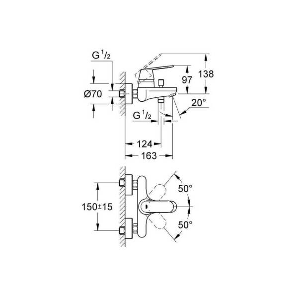 Grohe Eurocosmo Tek Kumandalı Banyo Bataryası 32831000 - 2