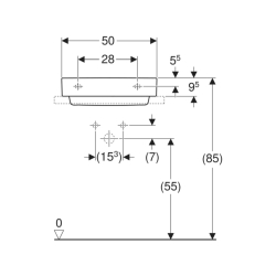 Geberit One CleanDrain KeraTect Tezgah Üstü Lavabo Yatay Çıkışlı 50 cm 505.024.00.1 - 3