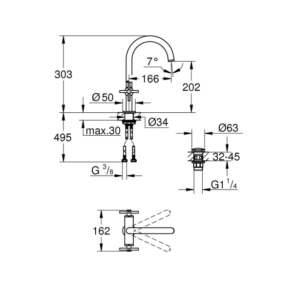 Grohe Atrio Lavabo Bataryası L-Boyut 21144DA0 - 3