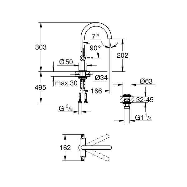 Grohe Atrio Lavabo Bataryası L-Boyut 21145GL0 - 2