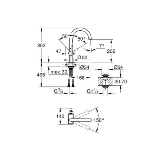 Grohe Atrio Tek Kumandalı Lavabo Bataryası L-Boyut 24362DC0 - 3