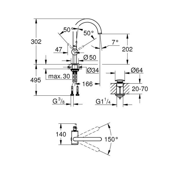 Grohe Atrio Tek Kumandalı Lavabo Bataryası M-Boyut 24363AL0 - 3