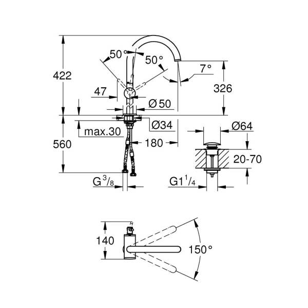 Grohe Atrio Tek Kumandalı Lavabo Bataryası XL-Boyut 24365AL0 - 3