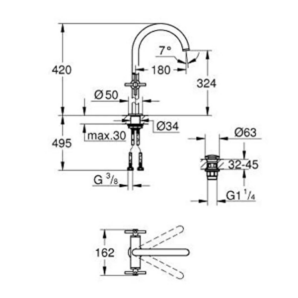Grohe Atrio Tezgah Üstü Lavabo Bataryası XL-Boyut 21149000 - 3