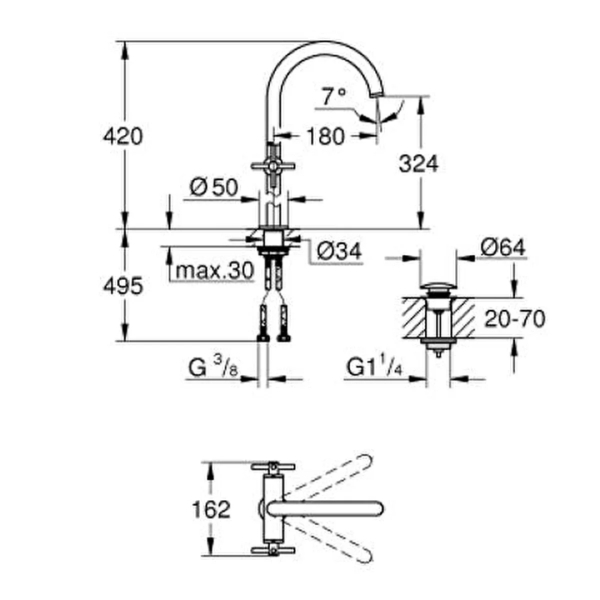 Grohe Atrio Tezgah Üstü Lavabo Bataryası XL-Boyut 21149AL0 - 4