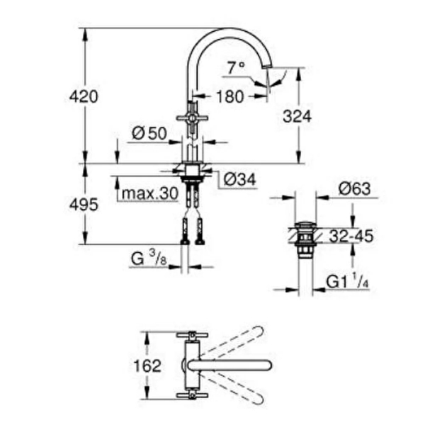 Grohe Atrio Tezgah Üstü Lavabo Bataryası XL-Boyut 21149DA0 - 3