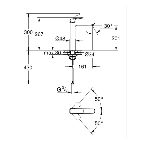 Grohe Cubeo Lavabo Bataryası XL-Boyut Mat Siyah 1017292430 - 4