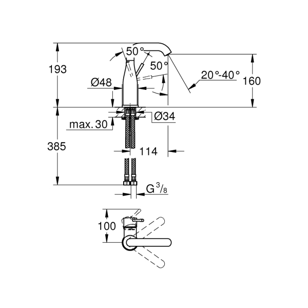 Grohe Essence Lavabo Bataryası M-Boyut 24176KF1 - 4
