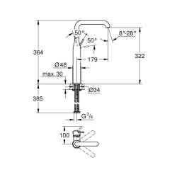 Grohe Essence Tek kumandalı Lavabo Bataryası XL Boyut 32901DL1 - 2