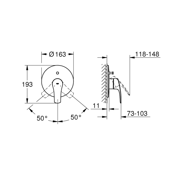 Grohe Eurosmart Ankastre Banyo Duş Bataryası Mat Siyah 194502433 - 5