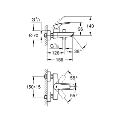 Grohe Eurosmart Tek Kumandalı Banyo Bataryası 333002433 - 3
