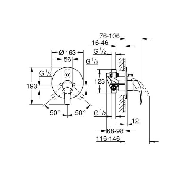 Grohe Eurosmart Tek Kumandalı Banyo Bataryası 33305003 - 2