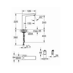 Grohe Fotoselli Lavabo Bataryası Pilli Çift Su Girişli 36441000 - 2