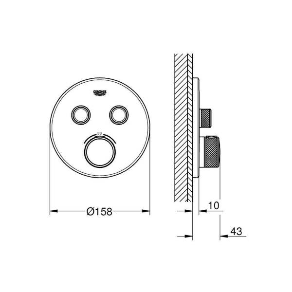Grohe Grohtherm Smartcontrol Ankastre Termostatik Banyo Bataryası Çift Valfli Akış Kontrollü 29119GL0 - 2