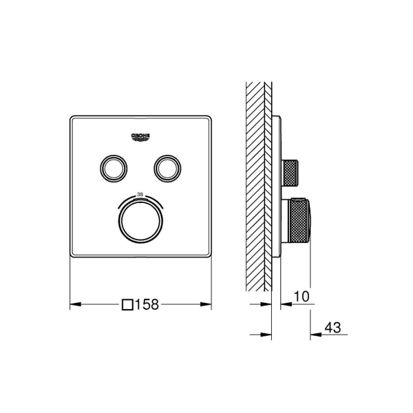 Grohe Grohtherm Smartcontrol Çift Valfli Akış Kontrollü Ankastre Termostatik Duş Bataryası29124AL0 - 2