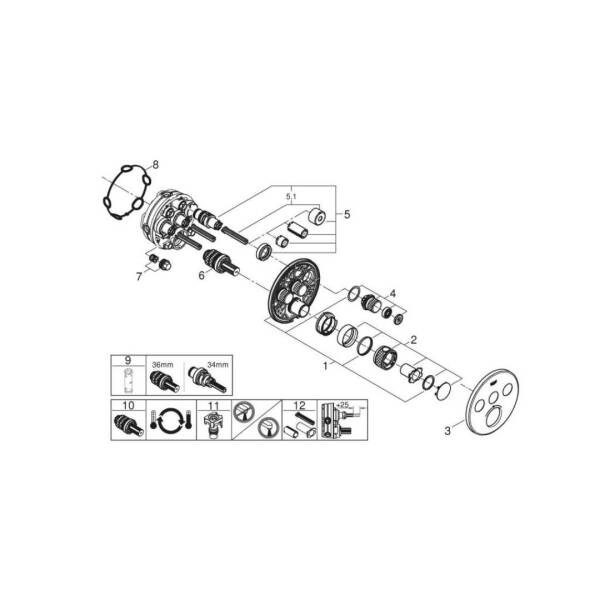 Grohe Grohtherm Smartcontrol Üç Valfli Akış Kontrollü Ankastre Termostatik Duş Bataryası 29121AL0 - 2