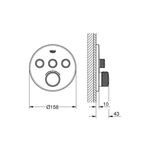 Grohe Grohtherm Smartcontrol Üç Valfli Akış Kontrollü Ankastre Termostatik Duş Bataryası 29121DL0 - 3
