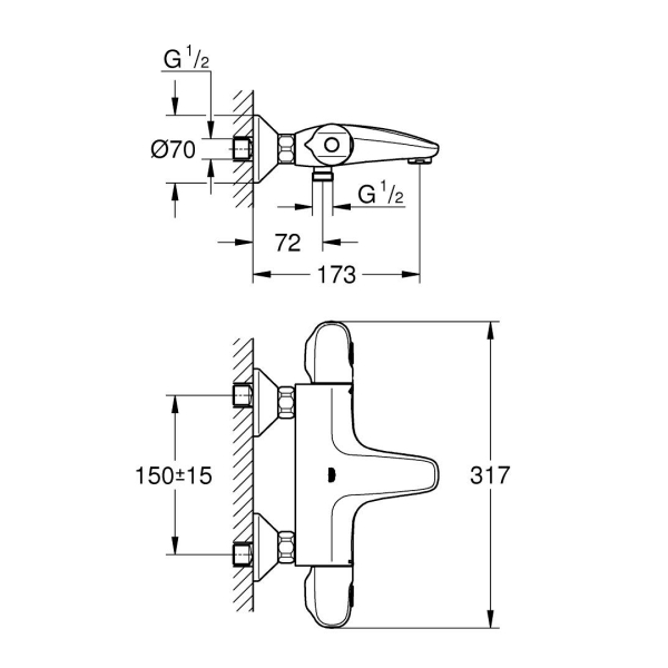 Grohe Grohtherm Termostatik Banyo Bataryası 348162433 - 3