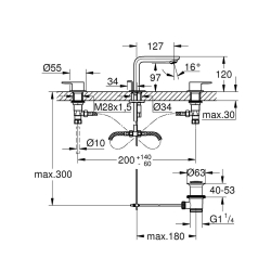 Grohe Lineare 3 Delikli Lavabo Bataryası M-Boyut 20304001 - 2