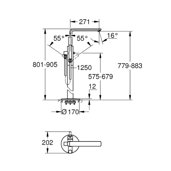 Grohe Lineare Yerden Ayaklı Küvet Bataryası 23792001 - 3
