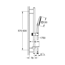 Grohe Rainshower Smartactive 130 Cube Sürgülü Duş Seti 3 Akışlı 26584000 - 2