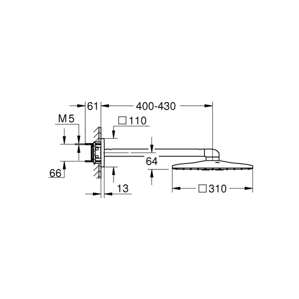 Grohe Rainshower Smartactive 310 Cube Tepe Duşu Seti 430 mm 2 Akışlı 26479DL0 - 4