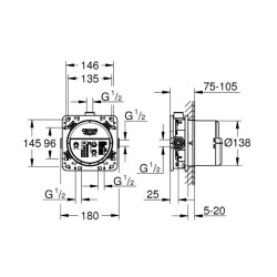 Grohe Rapido Smartbox İç Gövde Universal Giriş Kutusu 1/2 35600000 - 2