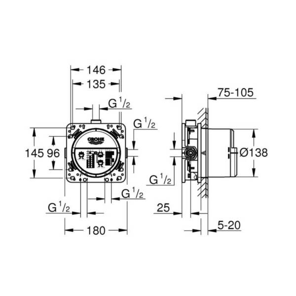 Grohe Rapido Smartbox İç Gövde Universal Giriş Kutusu 1/2 35600000 - 2