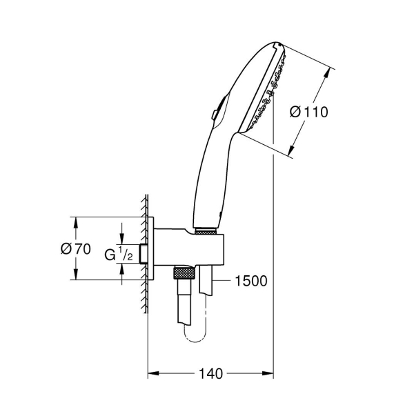 Grohe Tempesta 110 Su Çıkış Dirsekli El Duşu Seti 2 Akışlı Rain,Jet 264062433 - 2