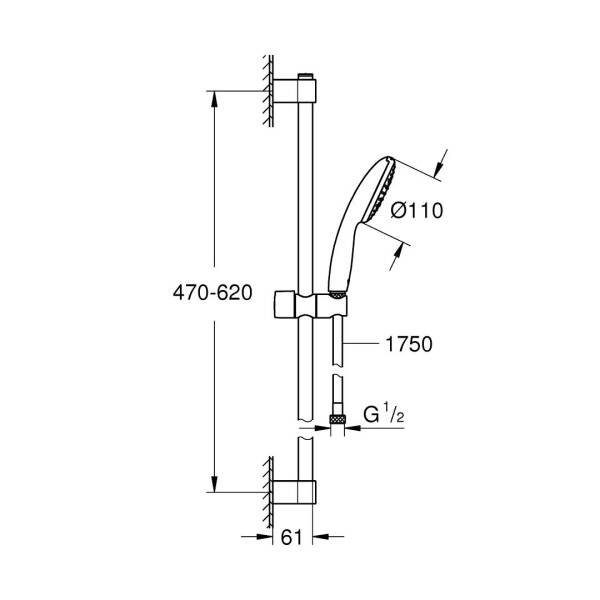 Grohe Tempesta 110 Sürgülü Duş Seti Tek Akışlı 27853003 - 4