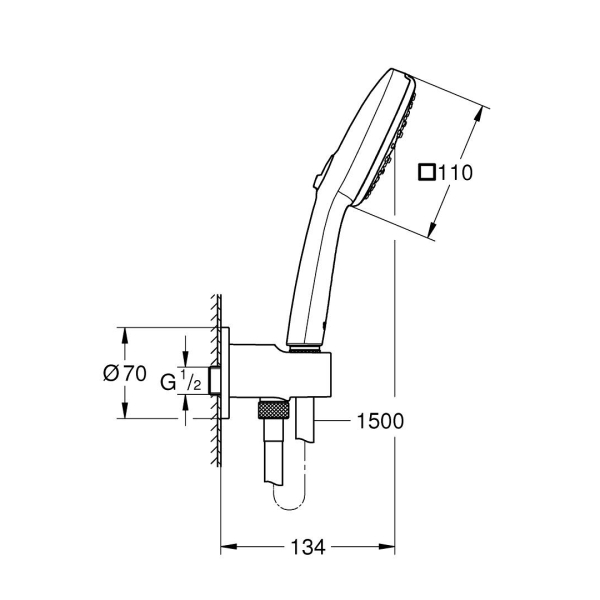 Grohe Tempesta Cube 110 Su Çıkış Dirsekli El Duşu Seti 3 Akışlı Rain,Jet,Masaj 26910003 - 4