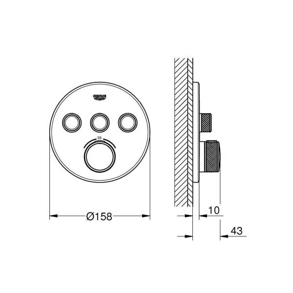 Grohe Grohtherm Smartcontrol Üç Valfli Akış Kontrollü Ankastre Termostatik Duş Bataryası 29121000 - 2