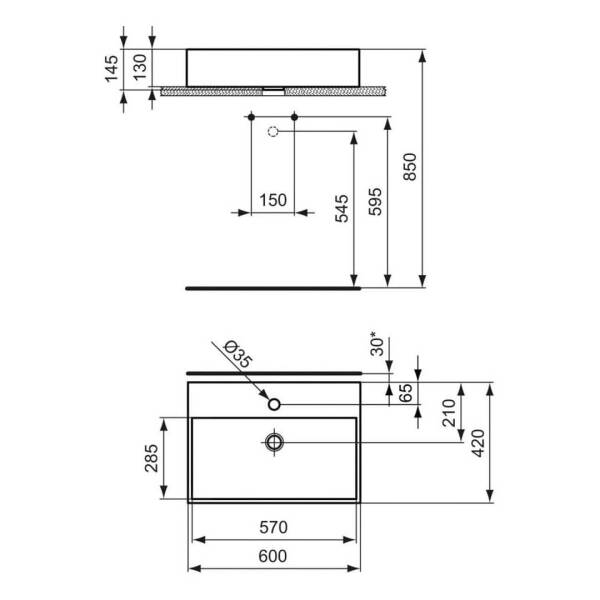 Ideal Standard Strada Dikdörtgen Çanak Lavabo 60 cm - 2
