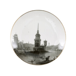 Paşabahçe İstanbul-Kızkulesi Gravürlü Tabak 20 cm - 1