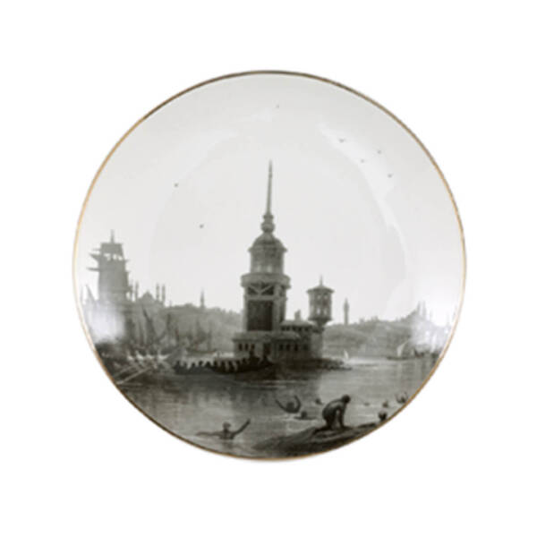 Paşabahçe İstanbul-Kızkulesi Gravürlü Tabak 20 cm - 1