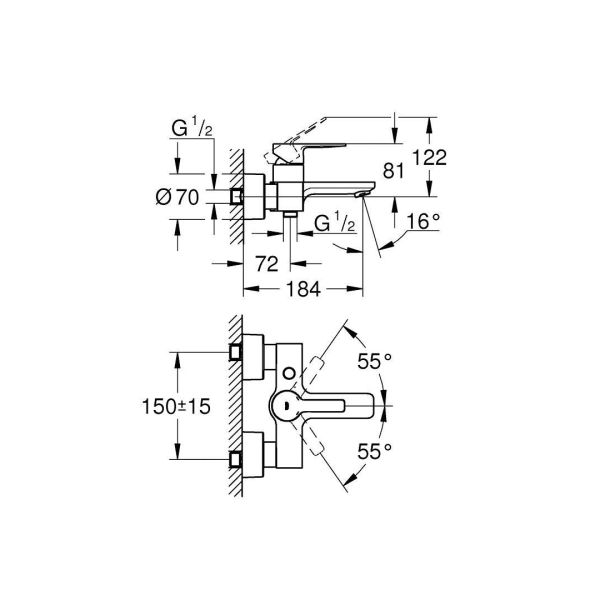 Grohe Lineare Tek Kumandalı Banyo Bataryası 33849001 - 2