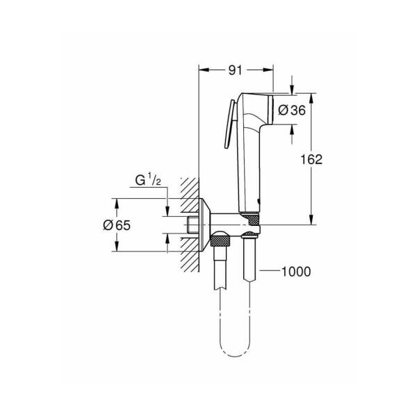 Grohe Tempesta-F Taharet Spreyi 30 Duvardan Askılı Set Ve 1 Akışlı Ara Musluk 26358000 - 4