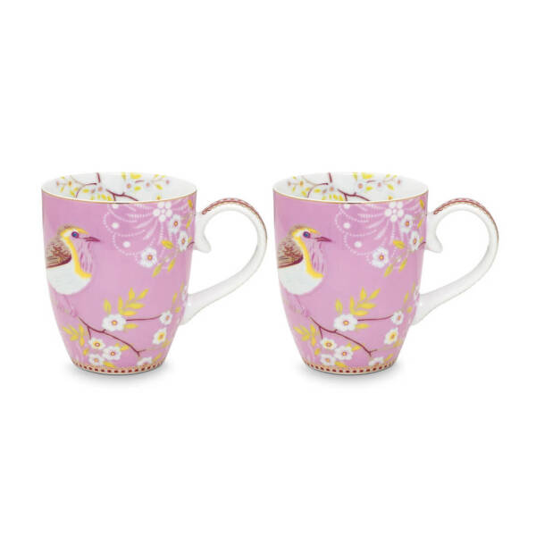 Pip Studio Pembe Kuşlu Mug Seti 350 ml 2 Adet - 1