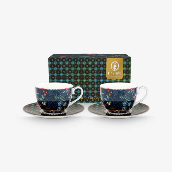 Pip Studio Berry Blues İkili Çay Fincanı Seti Mavi 280 ml - 1