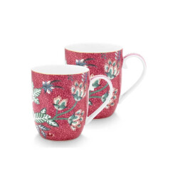 Pip Studio Flower Festival Kırmızı Küçük Mug Seti 145 ml 2 Adet - 1